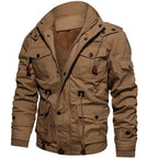 Aviator Design Pilot Bomber Jacket Men's Outwear Cargo Detachable Hood Coat