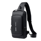 Travel Sling Bag Cross Body Backpack With Security Anti Theft Padlock & USB Charging Port