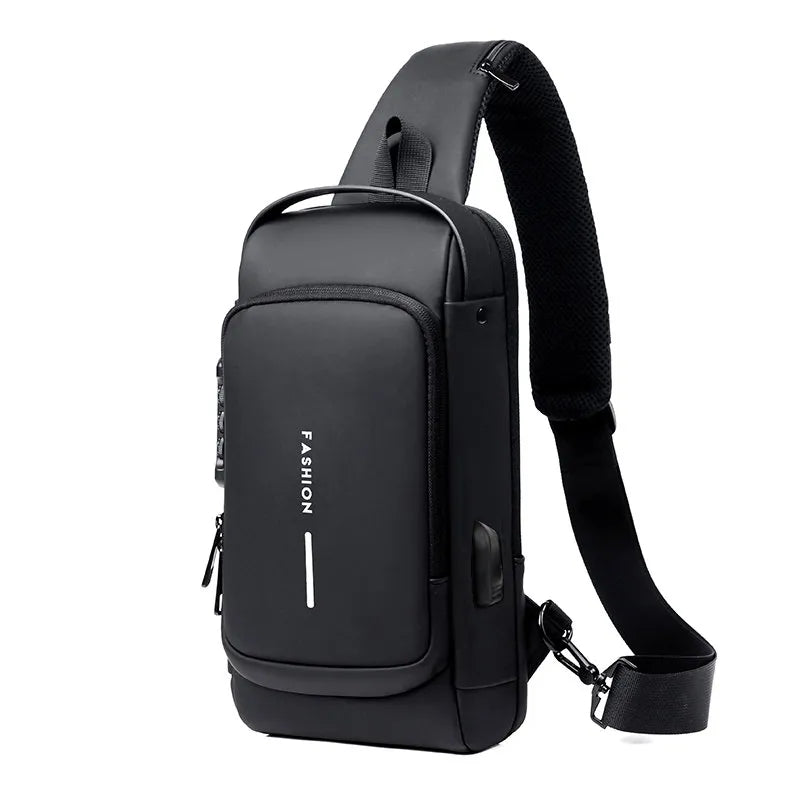 Sling Backpack Cross-Body Bag With Padlock & USB Charging Port Travel