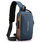 Travel Sling Bag Cross Body Backpack With Security Anti Theft Padlock & USB Charging Port