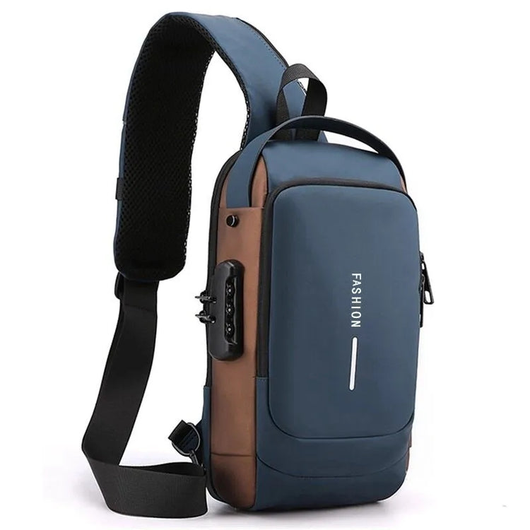 Sling Backpack Cross-Body Bag With Padlock & USB Charging Port Travel