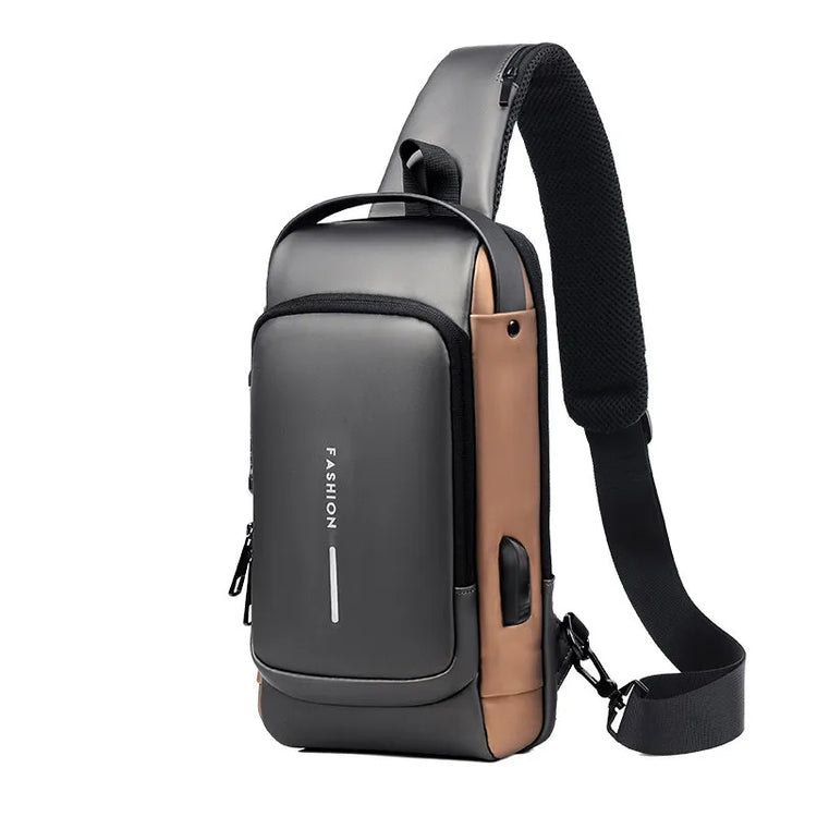 Sling Backpack Cross-Body Bag With Padlock & USB Charging Port Travel