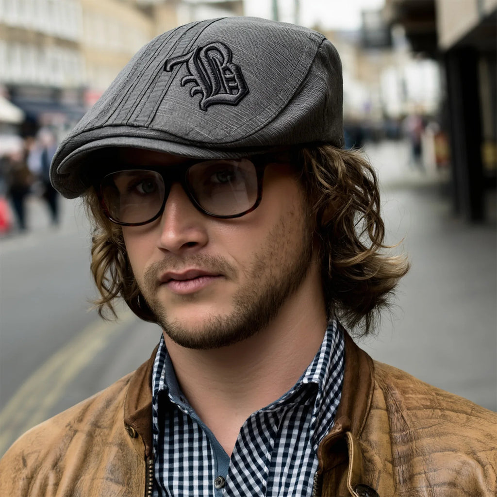 Embroidered Beret Cabbie Visor Golf Hat Vintage Ivy League Peaky Blinders Cloth Cap