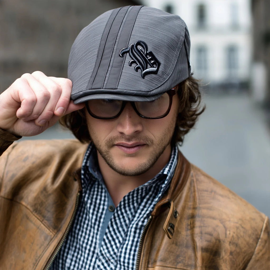 Embroidered Beret Cabbie Visor Golf Hat Vintage Ivy League Peaky Blinders Cloth Cap