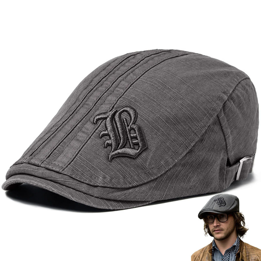 Embroidered Beret Cabbie Visor Golf Hat Vintage Ivy League Peaky Blinders Cloth Cap