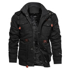 Aviator Design Pilot Bomber Jacket Men's Outwear Cargo Detachable Hood Coat