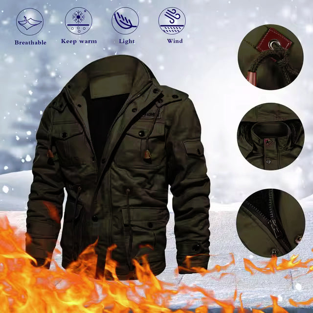 Aviator Design Pilot Bomber Jacket Men's Outwear Cargo Detachable Hood Coat