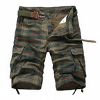 Men's Cargo Shorts Fashion Plaid Casual Bermuda Style