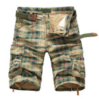 Men's Cargo Shorts Fashion Plaid Casual Bermuda Style