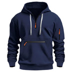 Men's Classic Comfort Hoodie With Zipper Pockets & Pull Rope