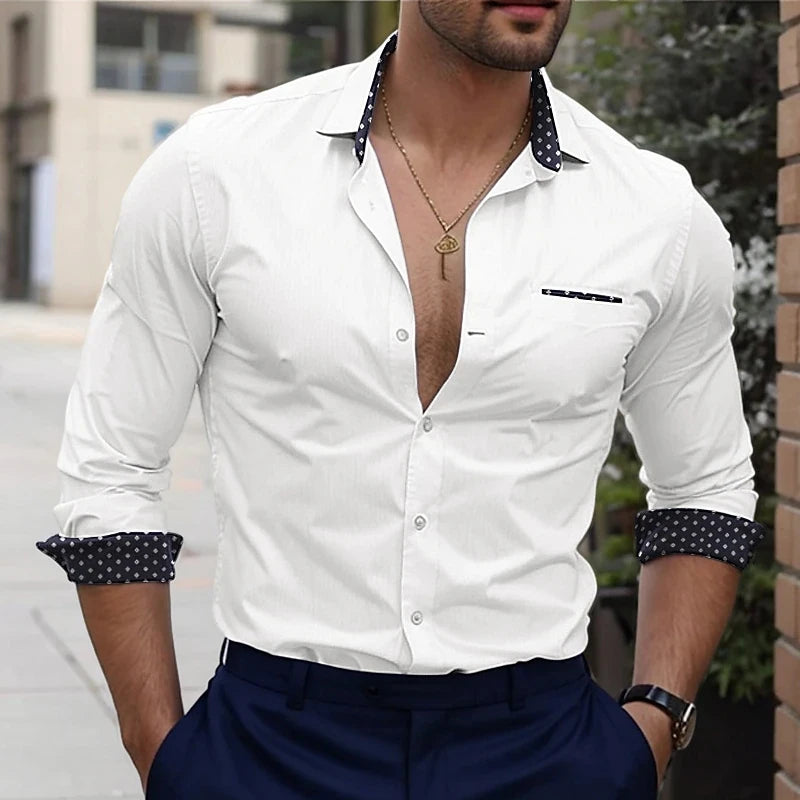 Solid Colour Men's Shirt Business or Casual Office Menswear Oversize Plus Sizes