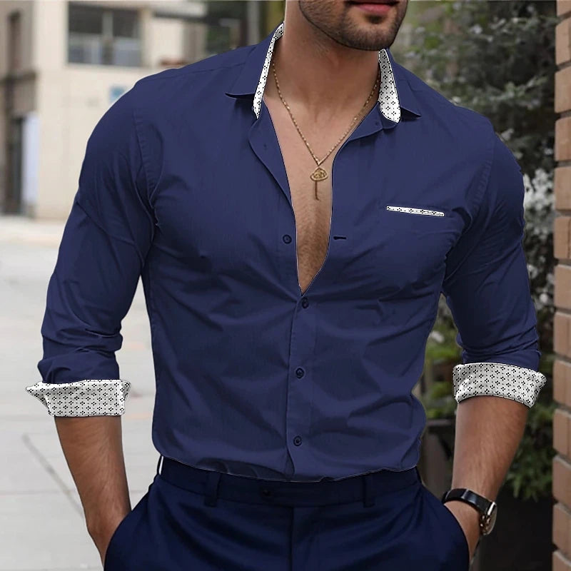 Solid Colour Men's Shirt Business or Casual Office Menswear Oversize Plus Sizes