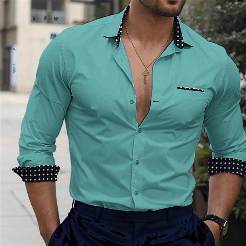 Solid Colour Men's Shirt Business or Casual Office Menswear Oversize Plus Sizes