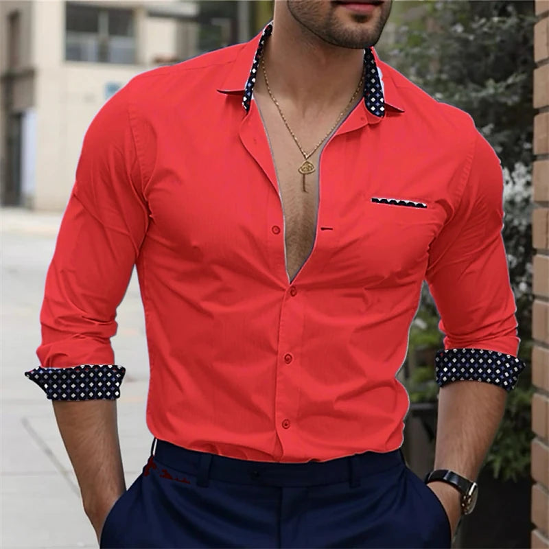 Solid Colour Men's Shirt Business or Casual Office Menswear Oversize Plus Sizes