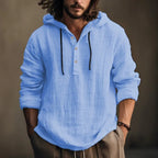 Men's Cotton Linen Hoodie Lightweight Pullover