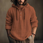 Men's Cotton Linen Hoodie Lightweight Pullover