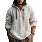 Men's Cotton Linen Hoodie Lightweight Pullover
