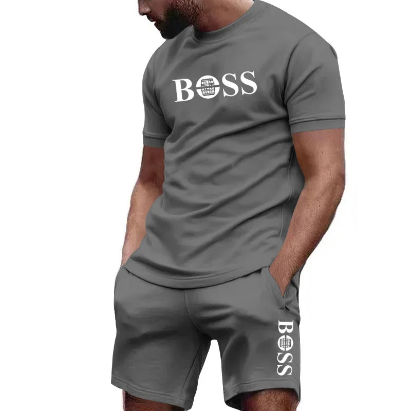 Men's T-shirt + Shorts 2pcs Outfit Set Combo BOSS