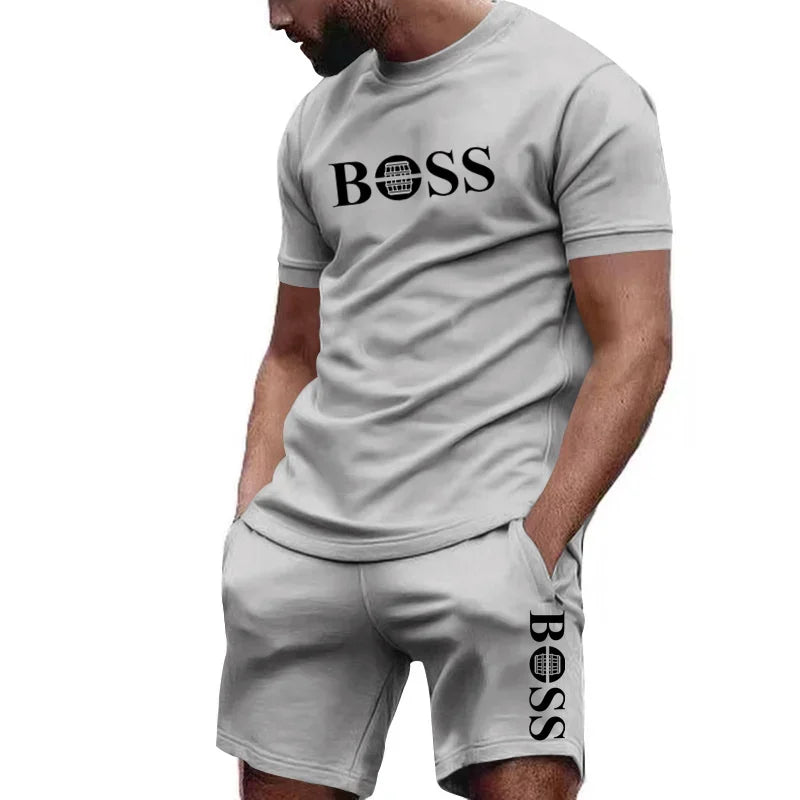Men's T-shirt + Shorts 2pcs Outfit Set Combo BOSS
