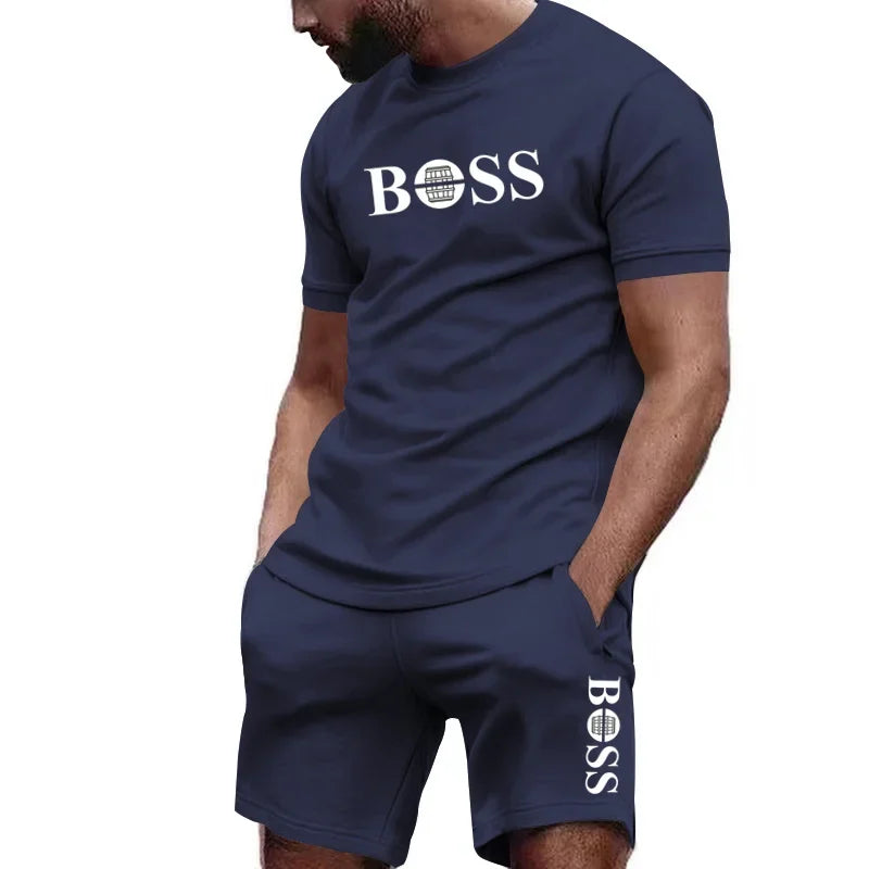 Men's T-shirt + Shorts 2pcs Outfit Set Combo BOSS