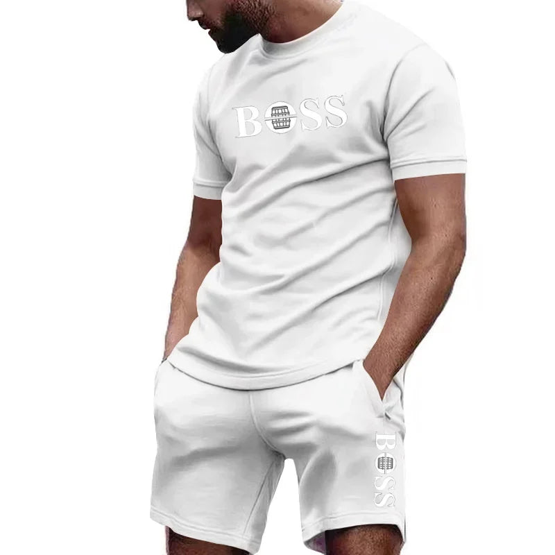 Men's T-shirt + Shorts 2pcs Outfit Set Combo BOSS