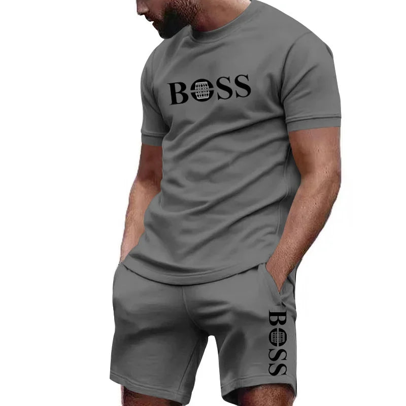 Men's T-shirt + Shorts 2pcs Outfit Set Combo BOSS