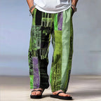 Men's Patchwork Pants | Loose Fit Casual Beach Resort Trousers