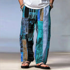 Men's Patchwork Pants | Loose Fit Casual Beach Resort Trousers
