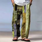 Men's Patchwork Pants | Loose Fit Casual Beach Resort Trousers