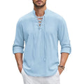Men's Renaissance Pirate Medieval Viking Lace-Up Shirt