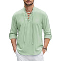 Men's Renaissance Pirate Medieval Viking Lace-Up Shirt
