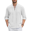 Men's Renaissance Pirate Medieval Viking Lace-Up Shirt