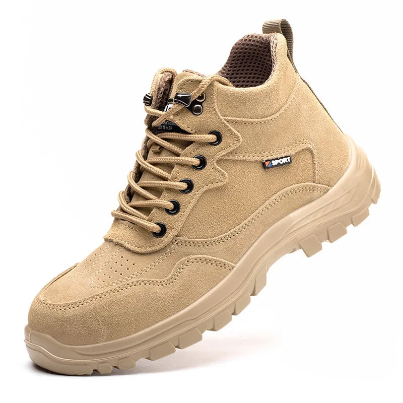 Men's Safety Work Boots Lightweight Stab-Proof Suede Leather