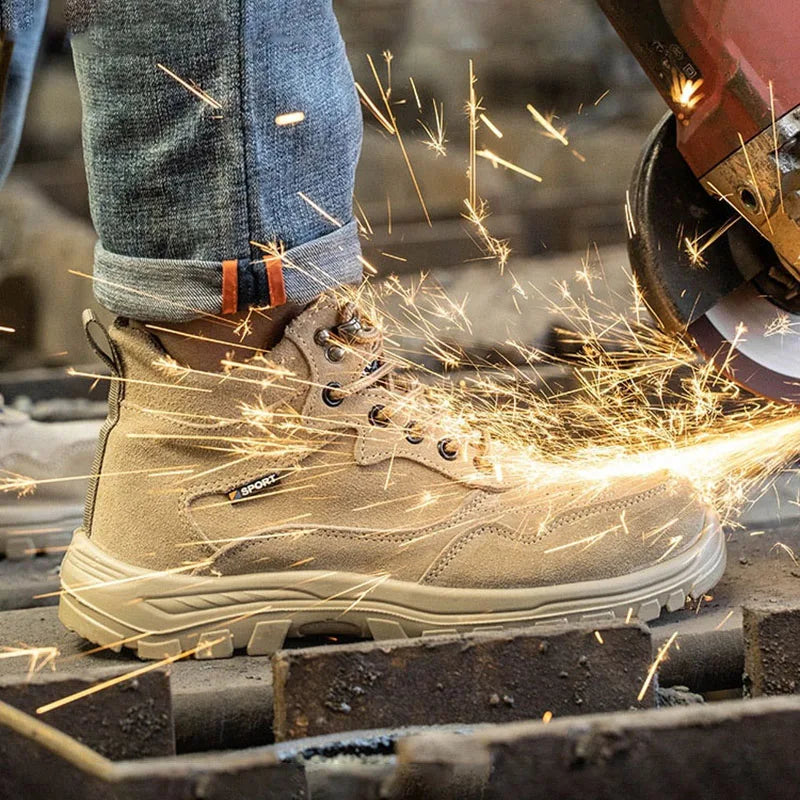 Men's Safety Work Boots Lightweight Stab-Proof Suede Leather