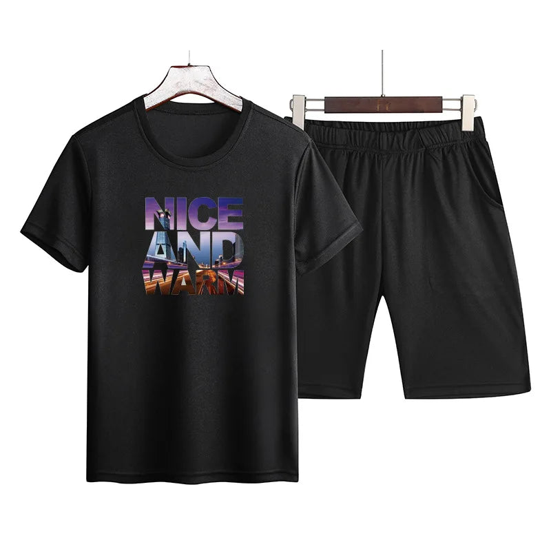 Men's Shorts & T-shirt 2pcs Outfit Set Nice And Warm