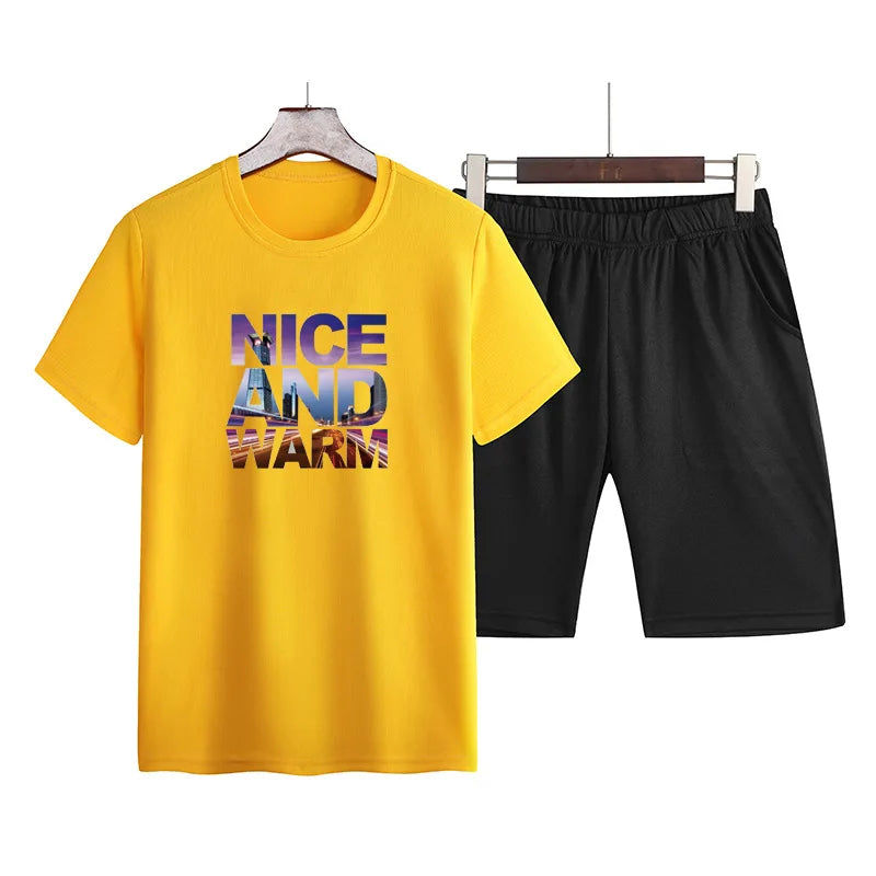 Men's Shorts & T-shirt 2pcs Outfit Set Nice And Warm