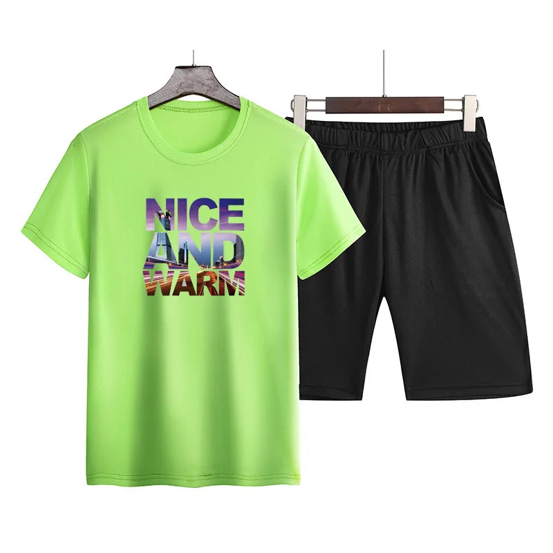 Men's Shorts & T-shirt 2pcs Outfit Set Nice And Warm