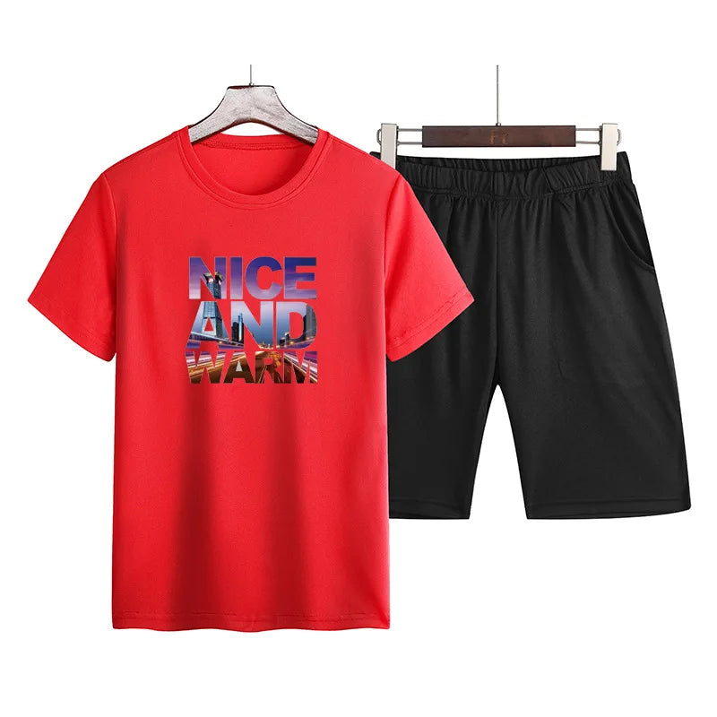 Men's Shorts & T-shirt 2pcs Outfit Set Nice And Warm
