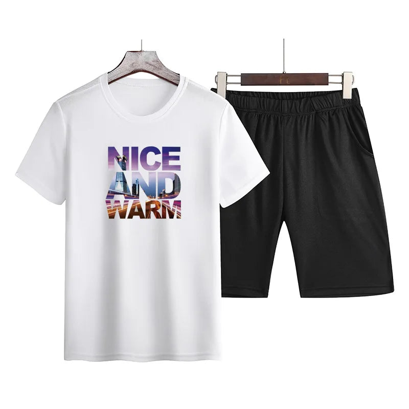 Men's Shorts & T-shirt 2pcs Outfit Set Nice And Warm