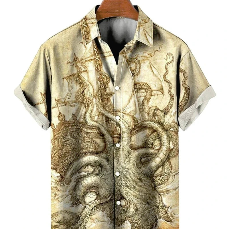 Men's Stylish Shirt Short Sleeves Design Pattern Summer Top Oversized Big and Tall Men