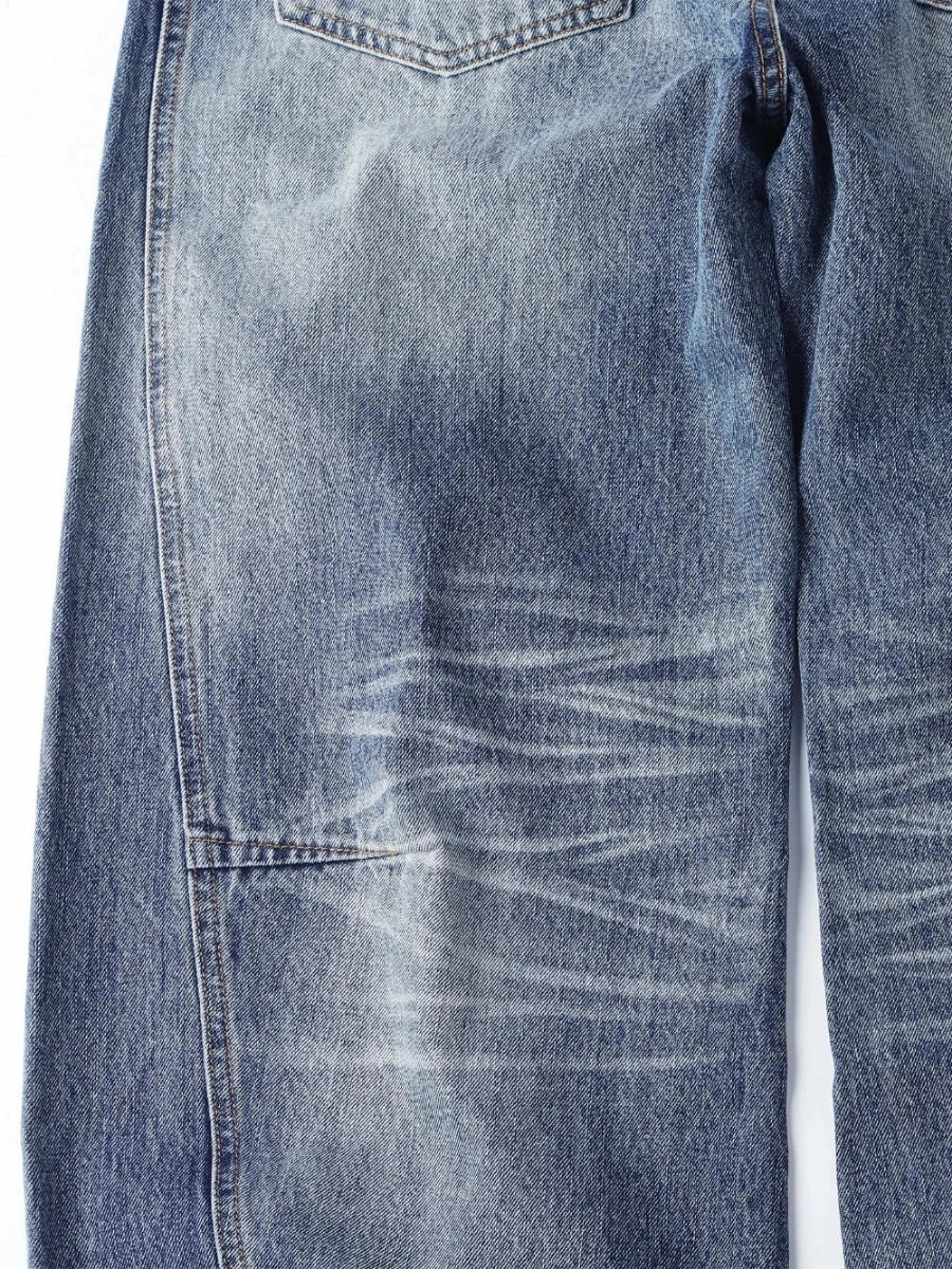 Men's Vintage Loose Baggy Jeans Wide-Leg With Seam Detailing