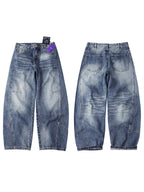 Men's Vintage Loose Baggy Barrel Leg Jeans With Seam Detailing