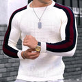 Modern Casual Waffle Knitted Designer Sweater Long Sleeve Pulllover T-shirt