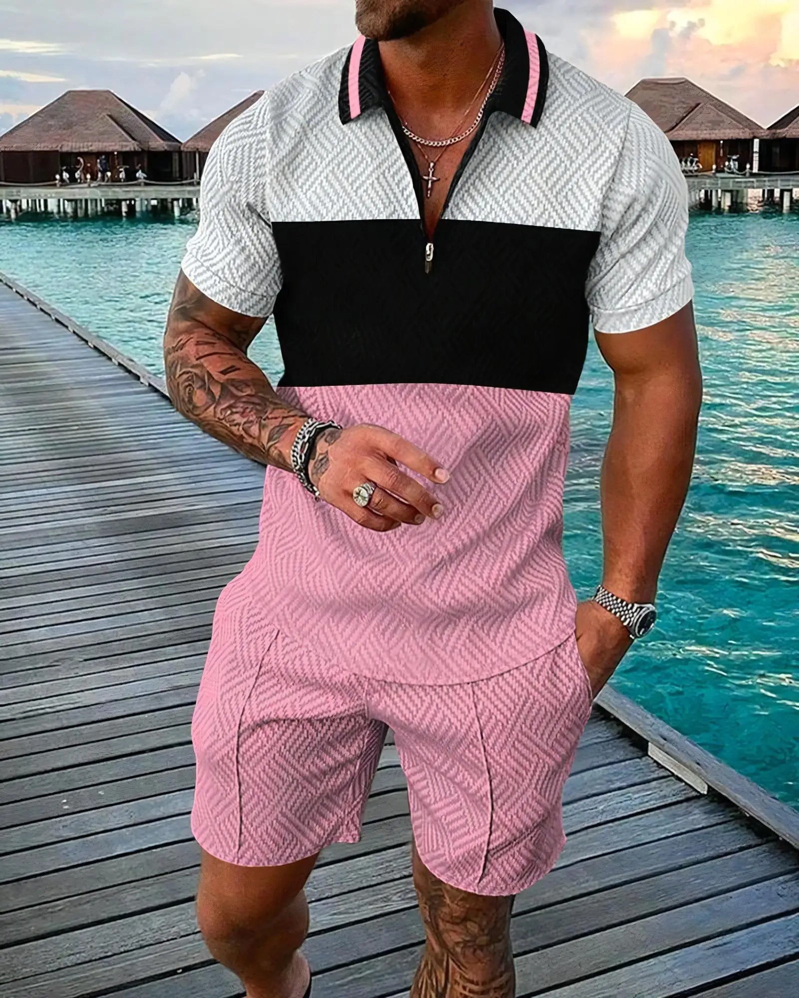 Men's Polo & Shorts 2pcs Matching Sets Casual Resort Combo Outfit
