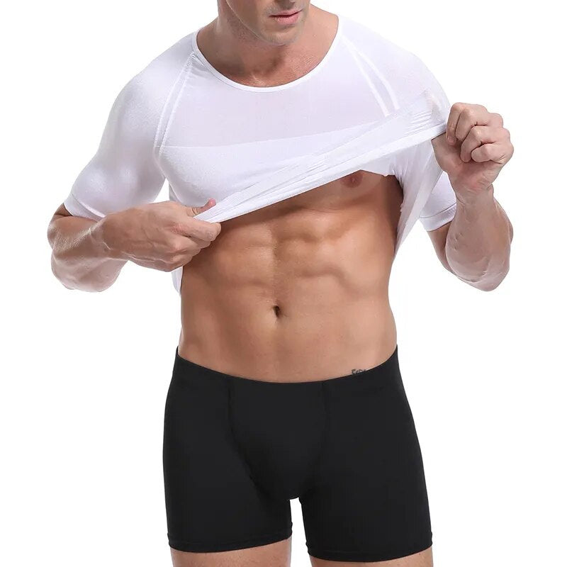 Compression Vest Men's Shapewear Slimming T-shirt Underwear Hide Beer Belly Look Skinny