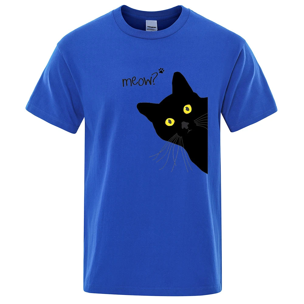 Curious Cat Meow Funny T-Shirt Novelty Design