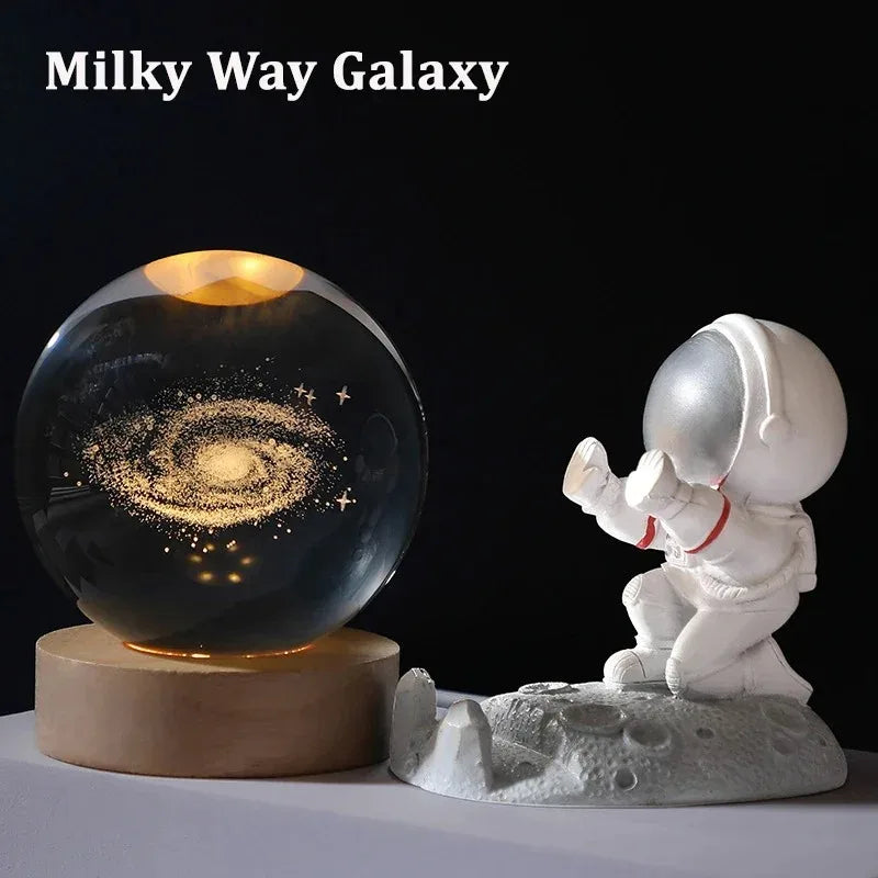 3D Crystal Ball Decoration Astronomy Solar System Planets Moon Globe 6cm Night Light