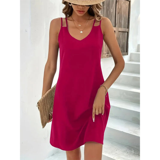 Cocktail Dress Party Frock Sleeveless V-Neck A-Line Women's-Keep Melbourne Marvellous Official Store