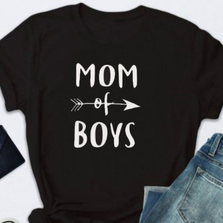 Mom of Boys T-shirt Women's Proud Mother Motivation Positive Tee