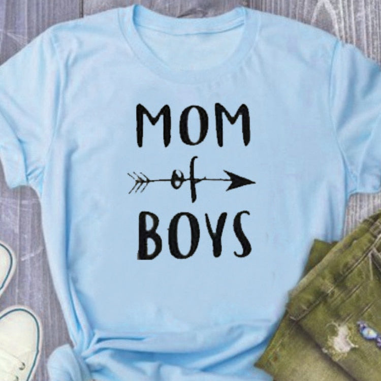 Mom of Boys T-shirt Women's Proud Mother Motivation Positive Tee
